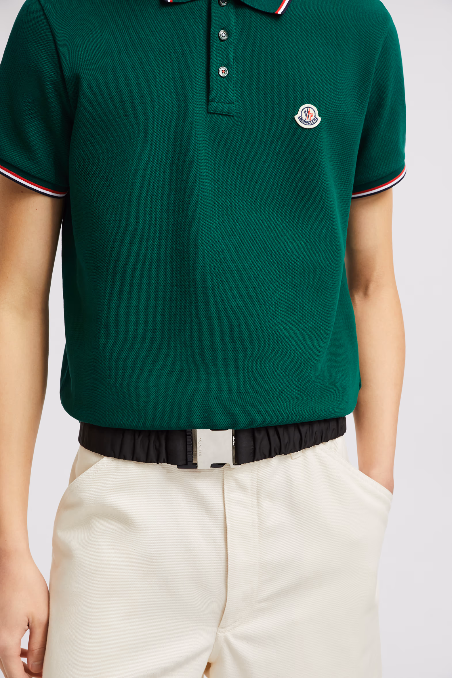 Polo en piqué de coton Hommes Vert Feuille Moncler 7